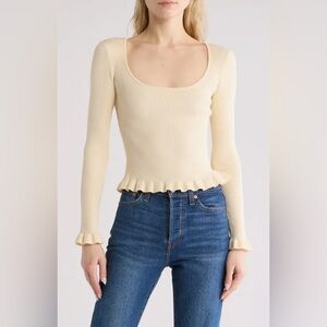 NWOT The Workshop Ruffled Ribbed Knit Top, Size L
